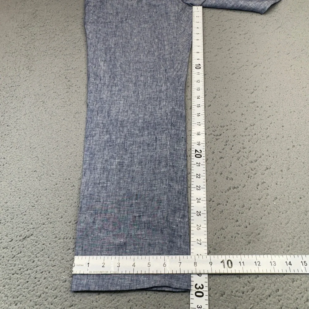 J.Crew Thompson Dress Pants Mens 33x30 Blue White 100% Linen Flat Front Trousers